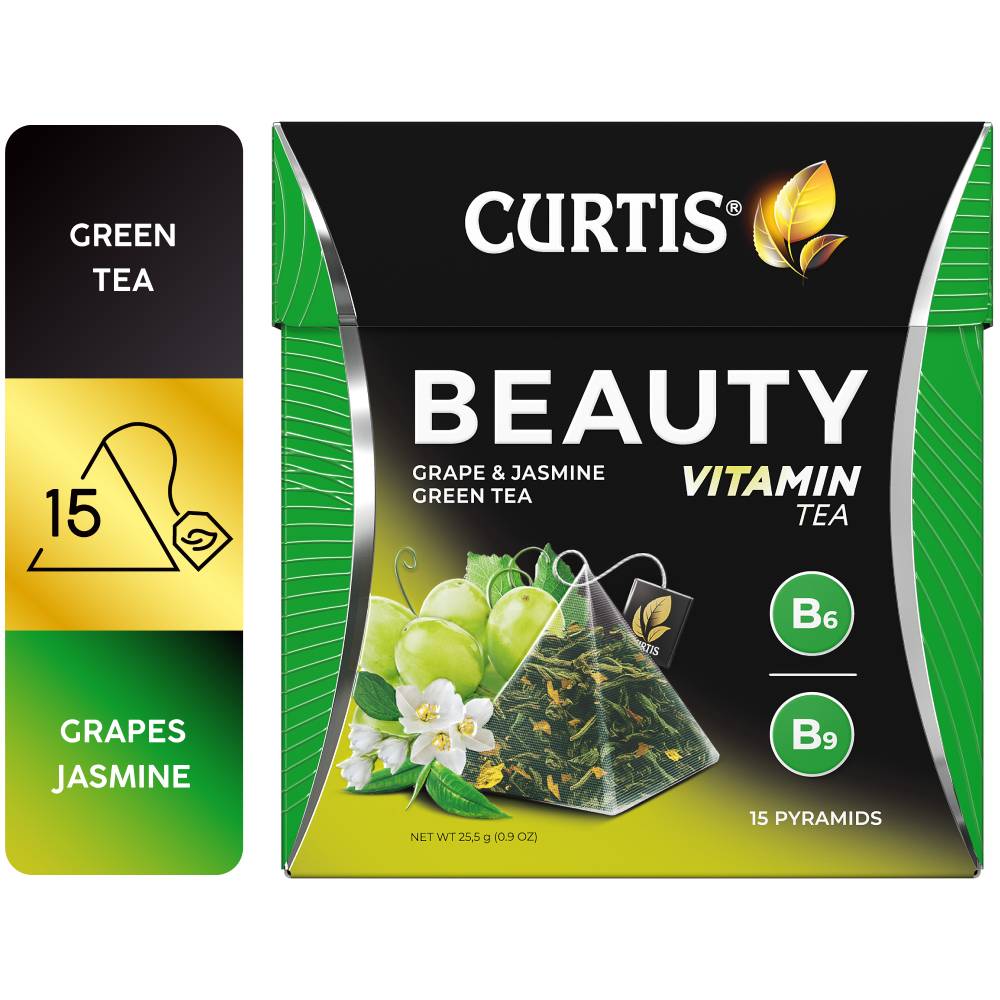 CURTIS Beauty Tea - Zeleni čaj sa laticama jasmina i komadićima grožđa, 15 x 1,7g