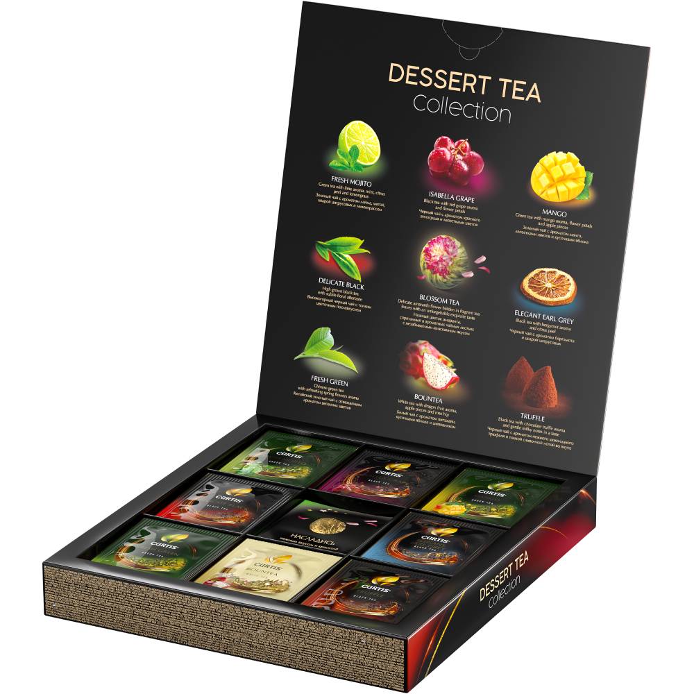 CURTIS Dessert Tea Collection & Blossom Tea - Kombinacija čajeva, 8 ukusa plus čaj u obliku cveta, 40 kesica, 73,5g