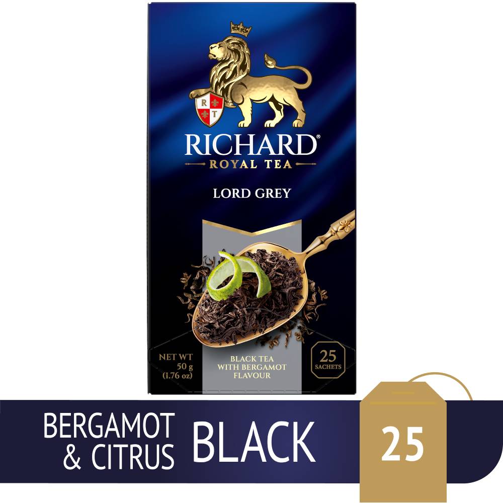 RICHARD Lord Grey - Crni čaj sa aromom bergamota, aromom limuna i korom citrusa, 25x2g