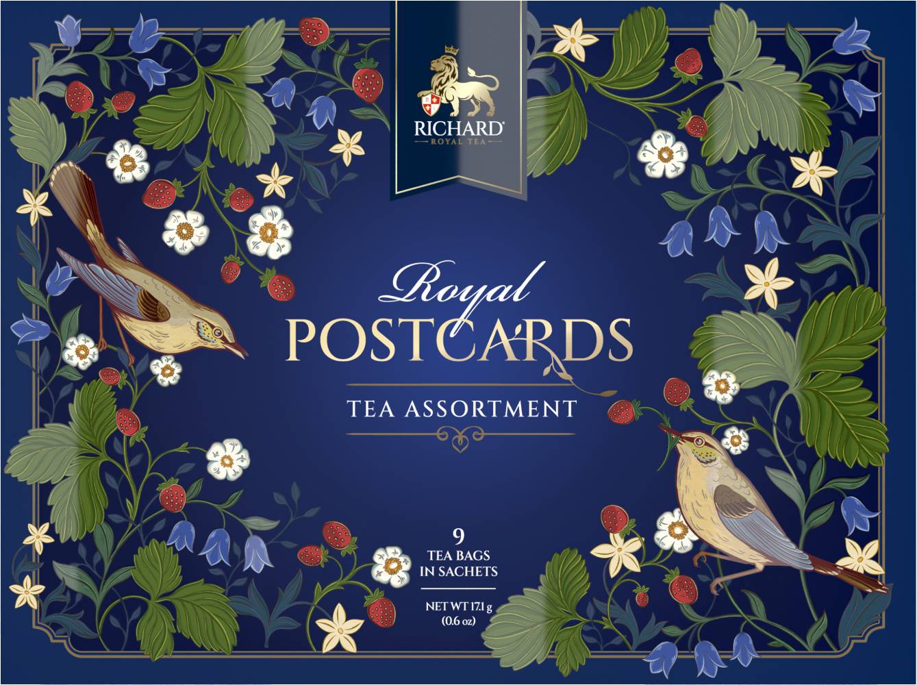 RICHARD ROYAL POSTCARDS TEA ASSORTMENT SPRING BLUE - Kombinacija-mix čajeva, BLUE koverat, 17.1 g
