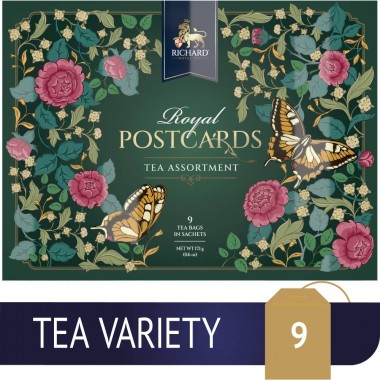 Richard ROYAL POSTCARDS TEA ASSORTMENT SPRING GREEN - Kombinacija čajeva, GREEN koverat,17.1g